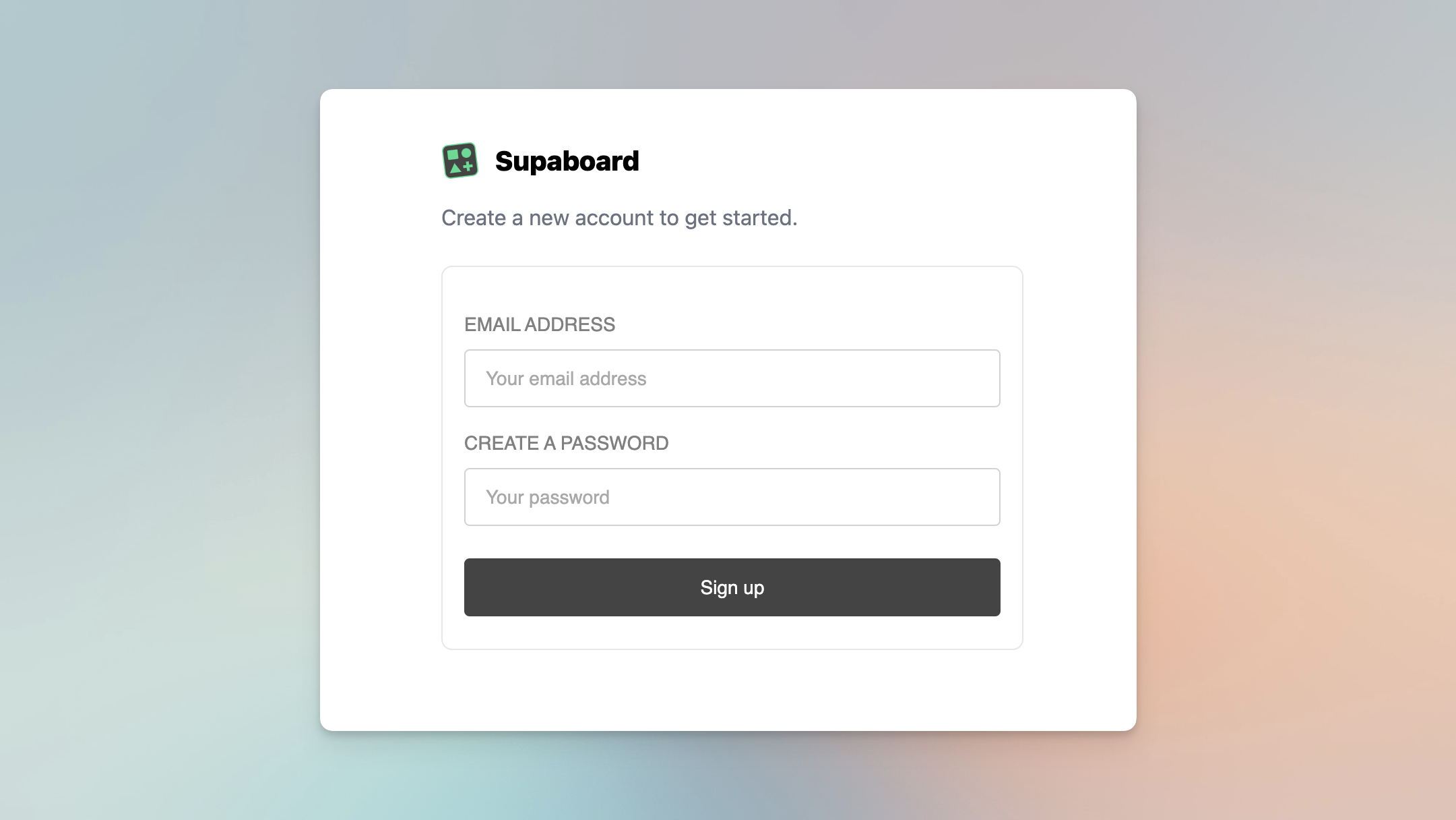 Supaboard sign up